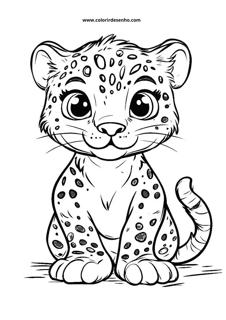 jaguar cub sitting upright alert looking forward