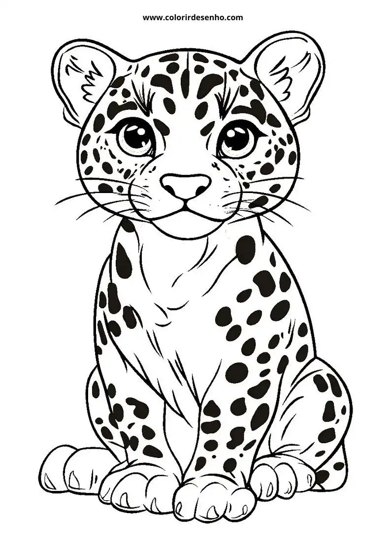 jaguar cub sitting upright on all fours gazing playful