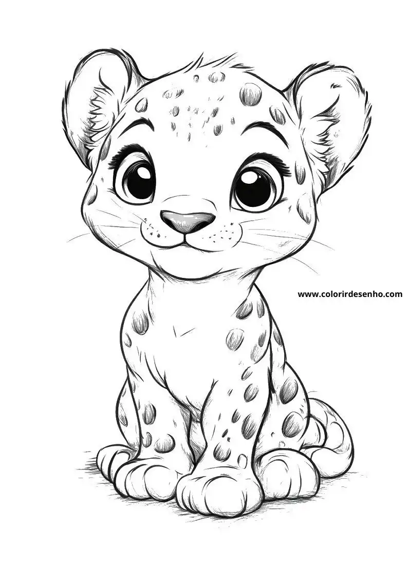 jaguar cub sitting upright on all fours looking playful spots covering body tail curled