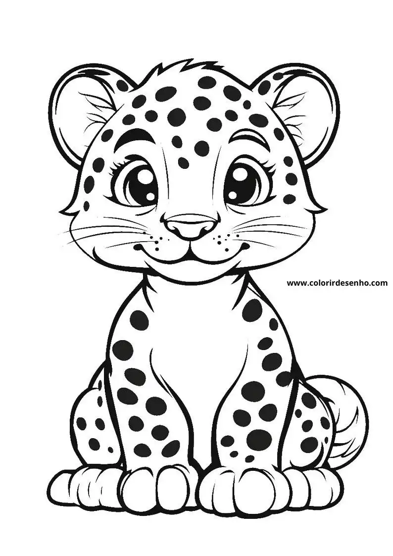 jaguar cub sitting upright with big eyes and smiling