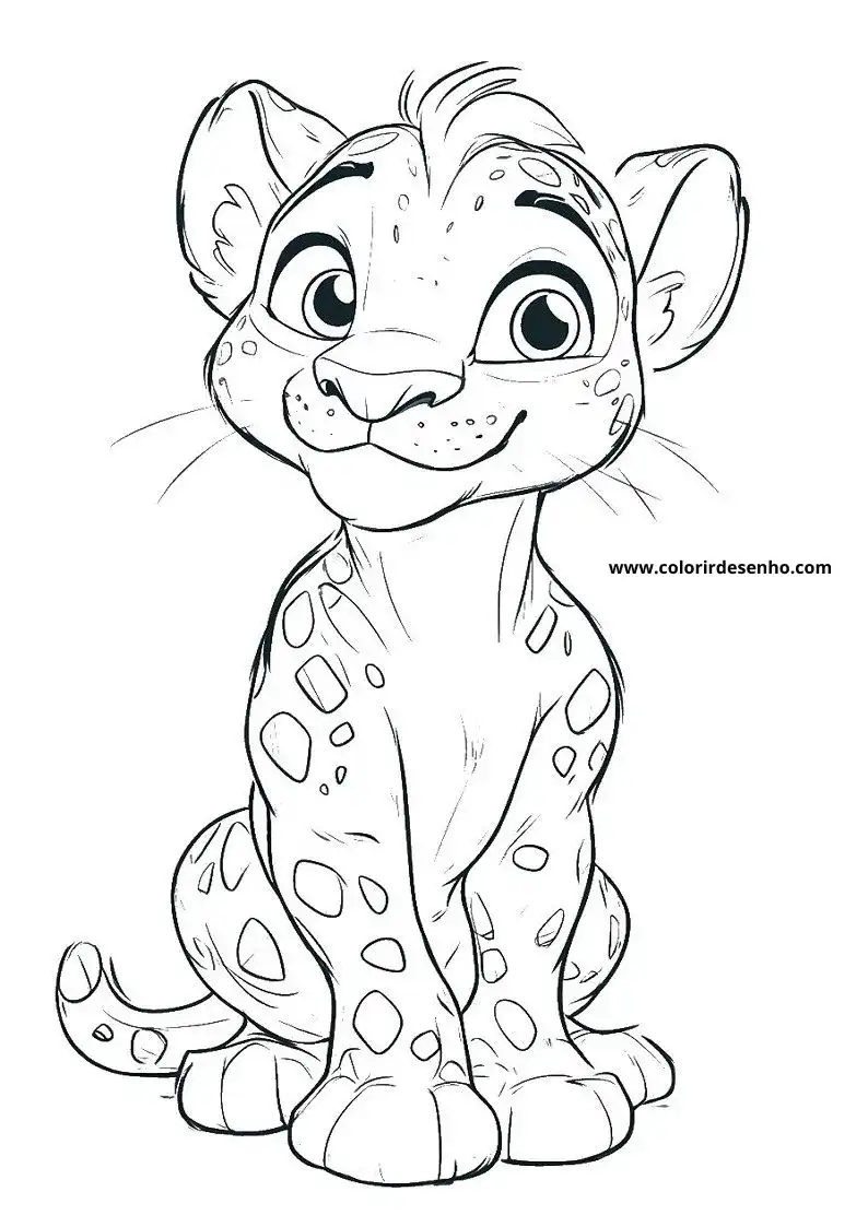 jaguar cub sitting upright with big eyes and spots on body looking playful