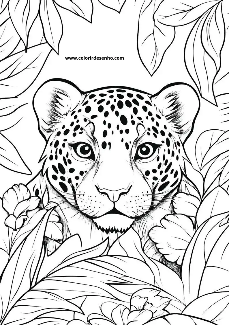 jaguar in jungle leaves
