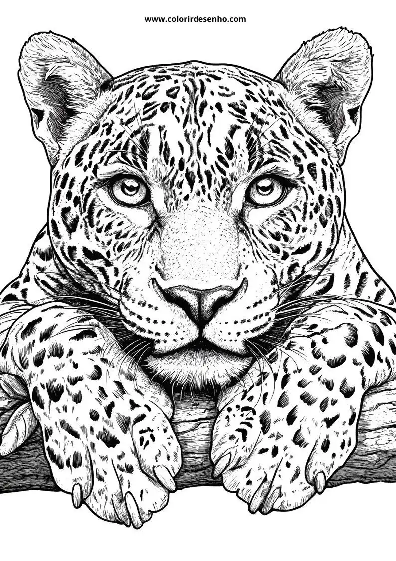 jaguar resting on a branch in a forest setting