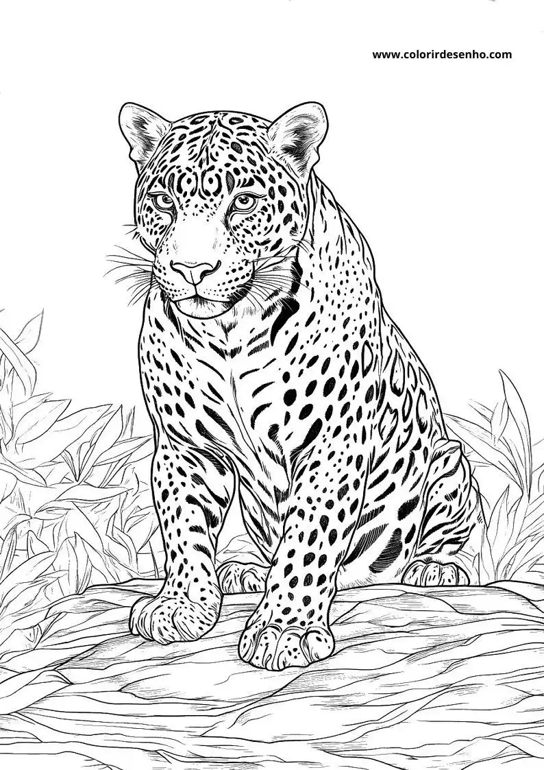 jaguar resting on tree branch looking alert