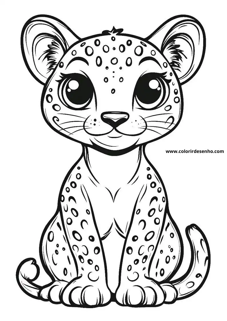 jaguar sitting on branch spotted fur large eyes cute expression