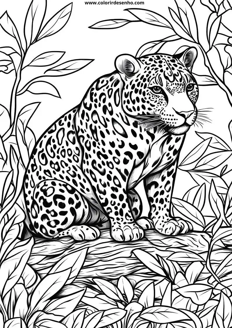 jaguar sitting regally on a rock surrounded by lush foliage