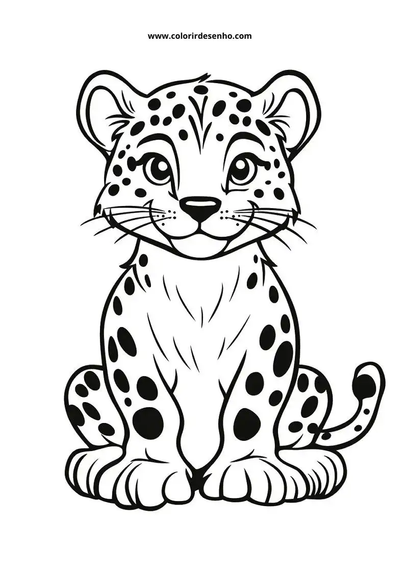 jaguar sitting upright with spotted fur and small tail visible