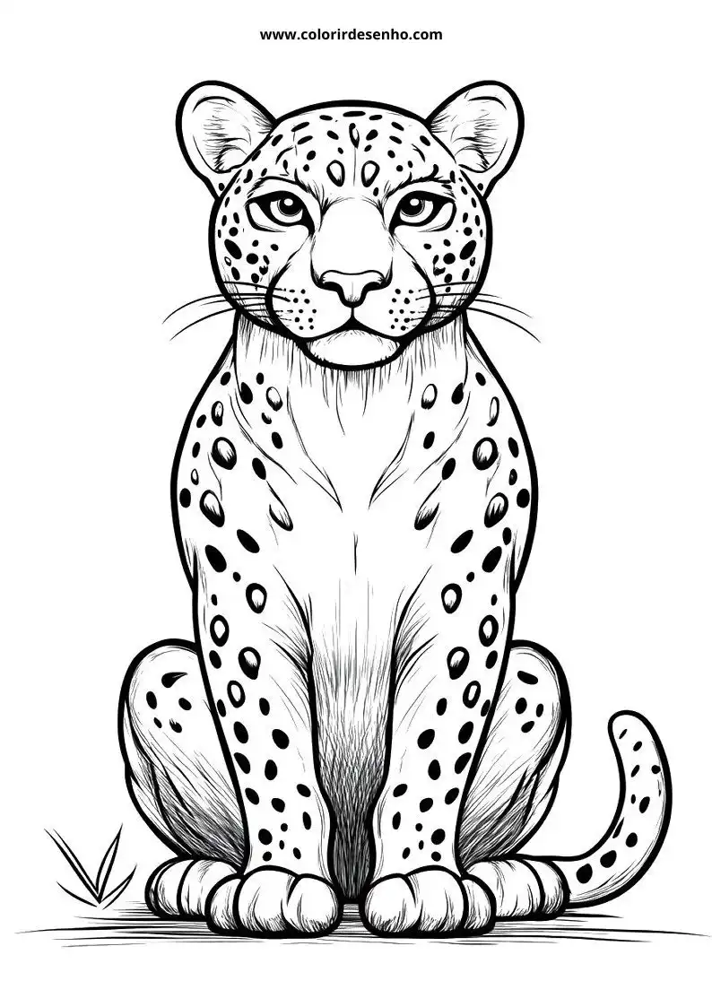 jaguar sitting upright with spotted fur relaxed posture grass base