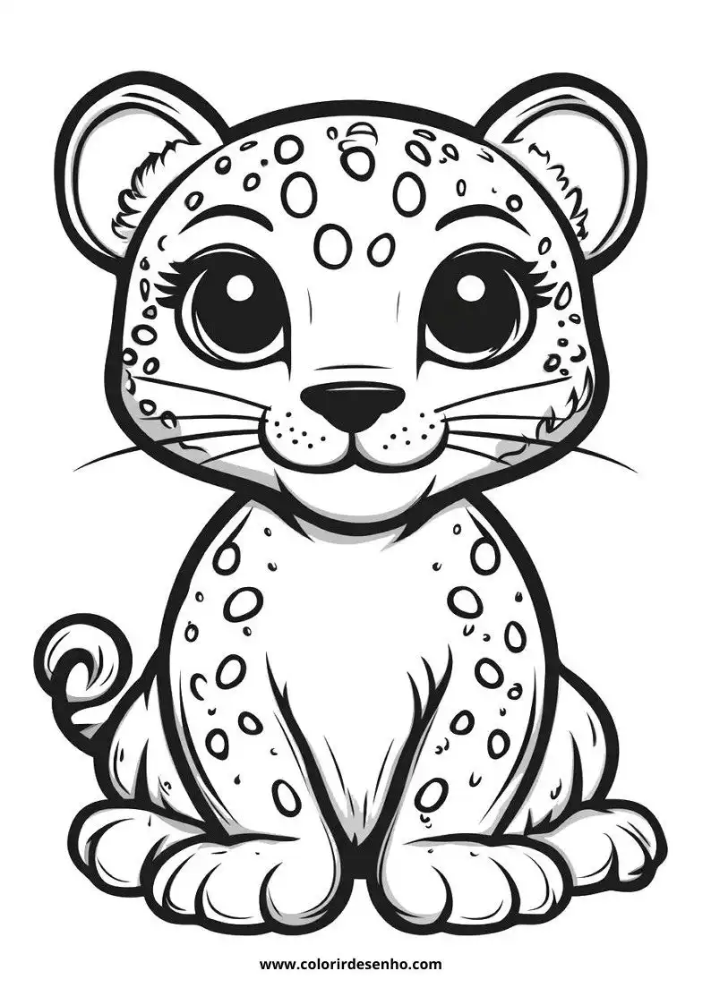 jaguar sitting upright with wide eyes and spotted fur looking playful