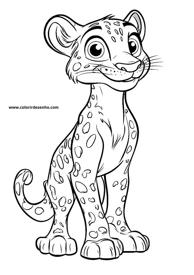 jaguar standing alert with large eyes spotted looking playful