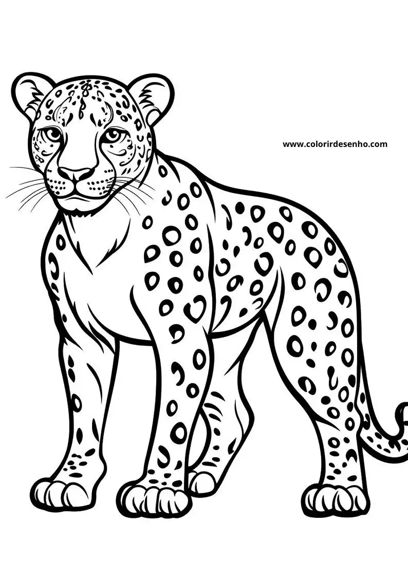 jaguar standing upright in a detailed pose with spotted fur and sharp features