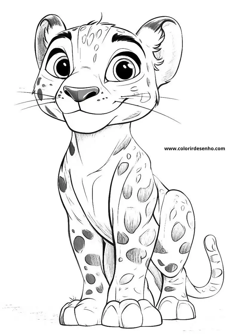 jaguar standing upright looking alert spotted fur small tail curled around body