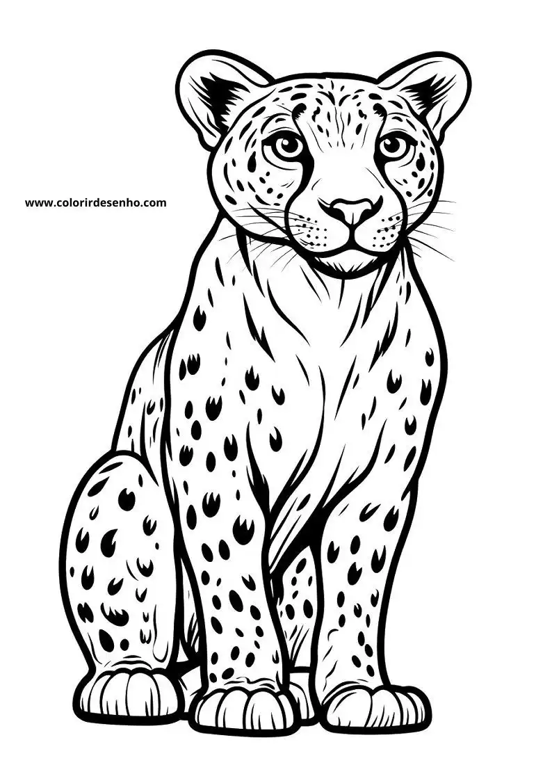 jaguar standing upright with spotted coat and pointed ears