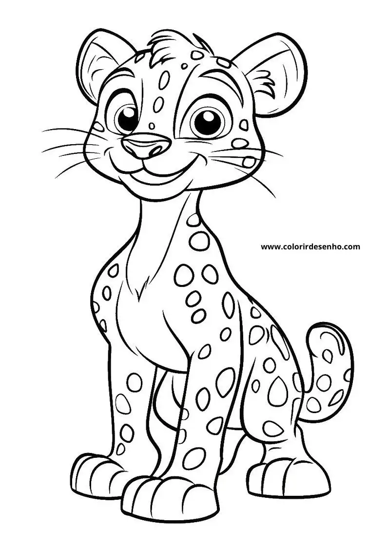 jaguar standing upright with spotted fur and a happy expression