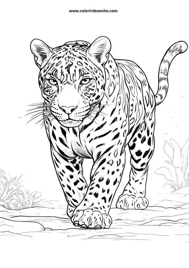 jaguar walking on grassy terrain