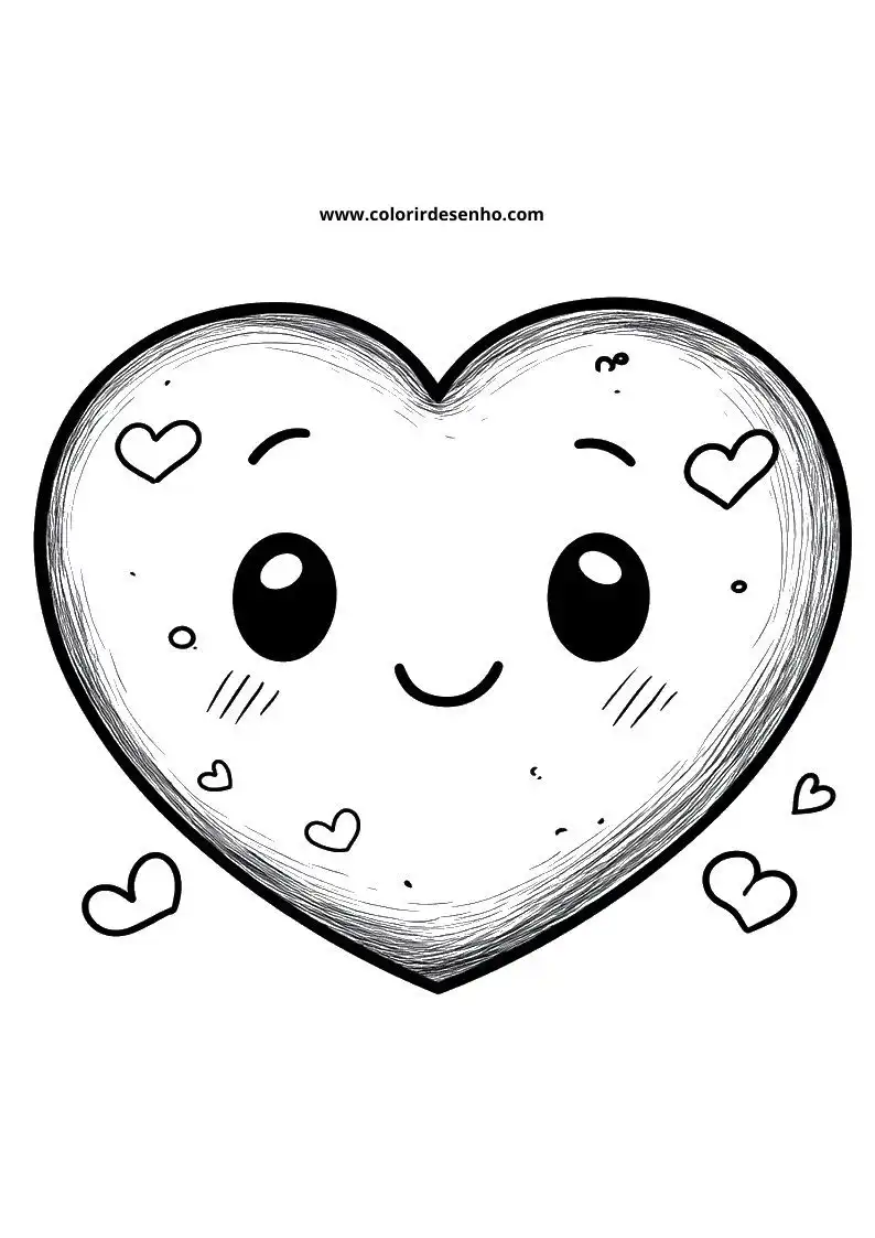kawaii heart smiling with small hearts around it