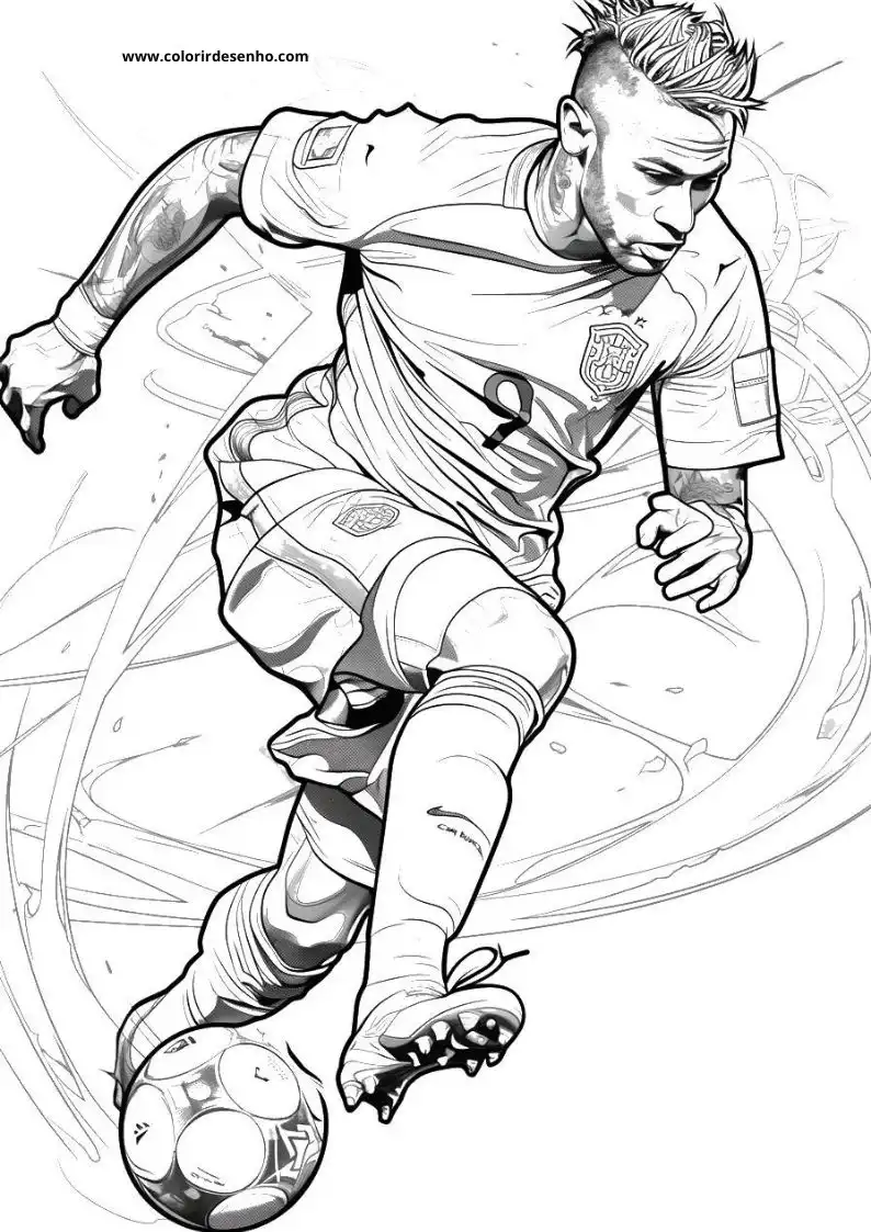 neymar dribbling soccer ball in action