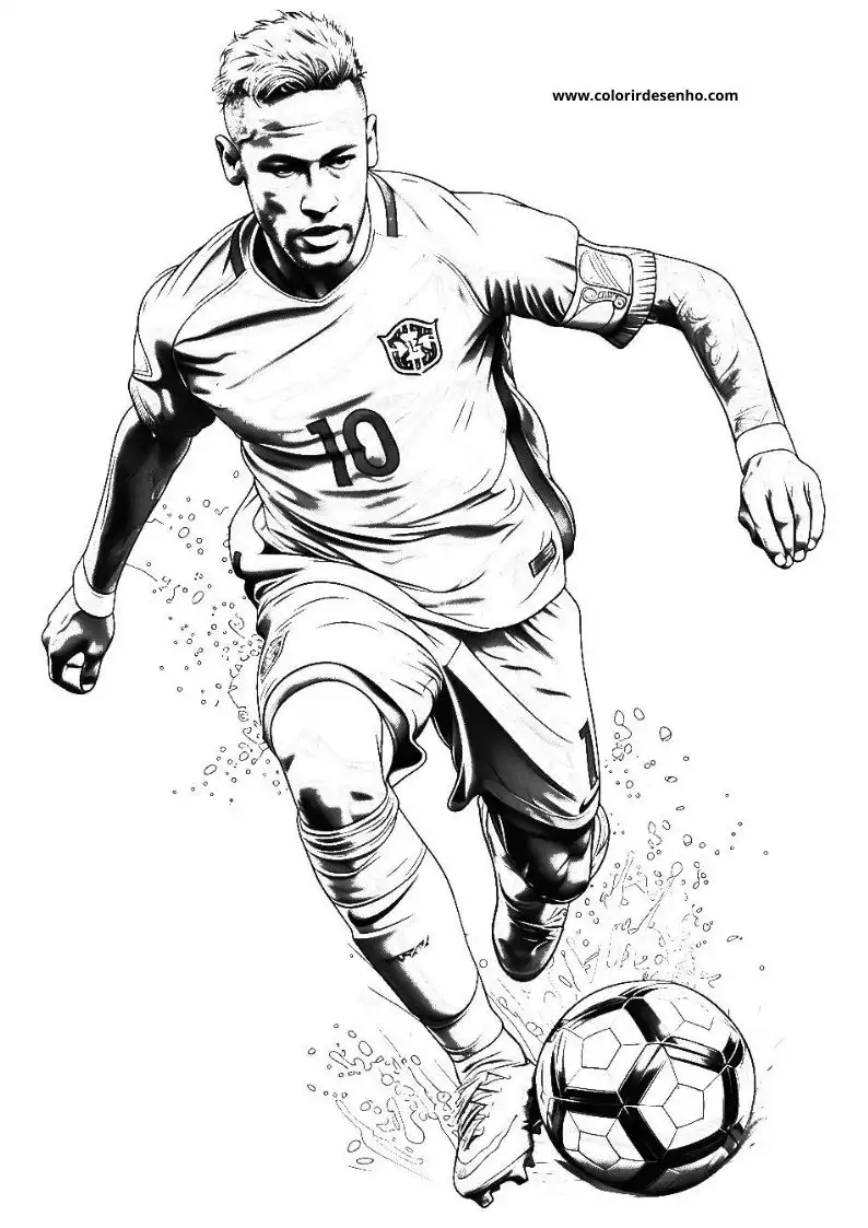 neymar dribbling soccer ball with focused expression in dynamic pose