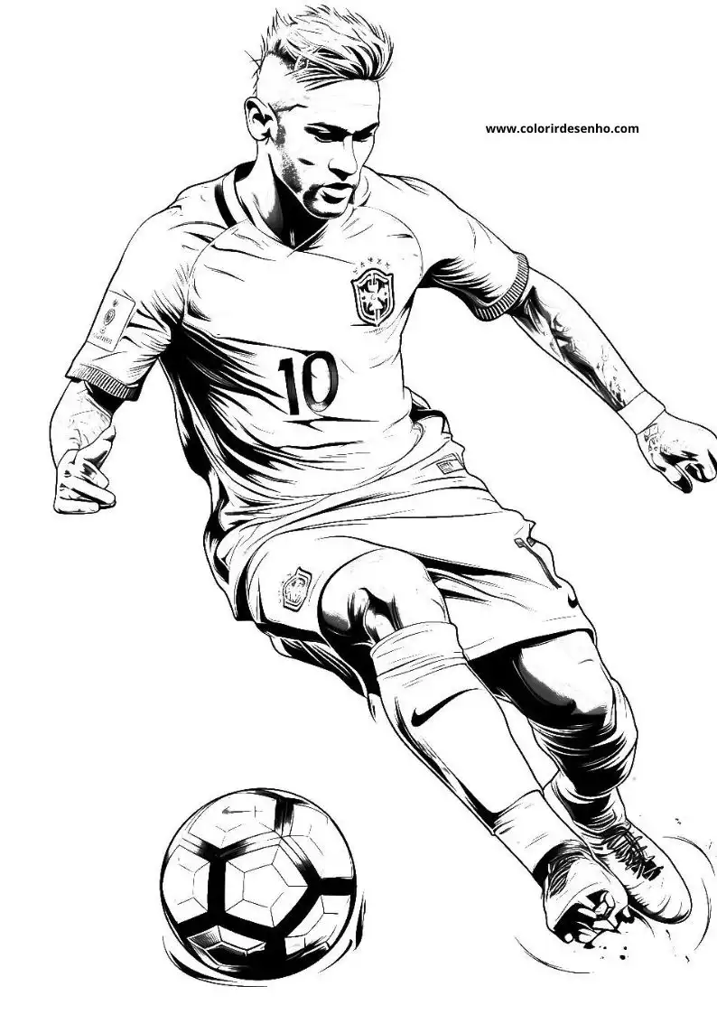 neymar dribbling soccer ball with intense focus