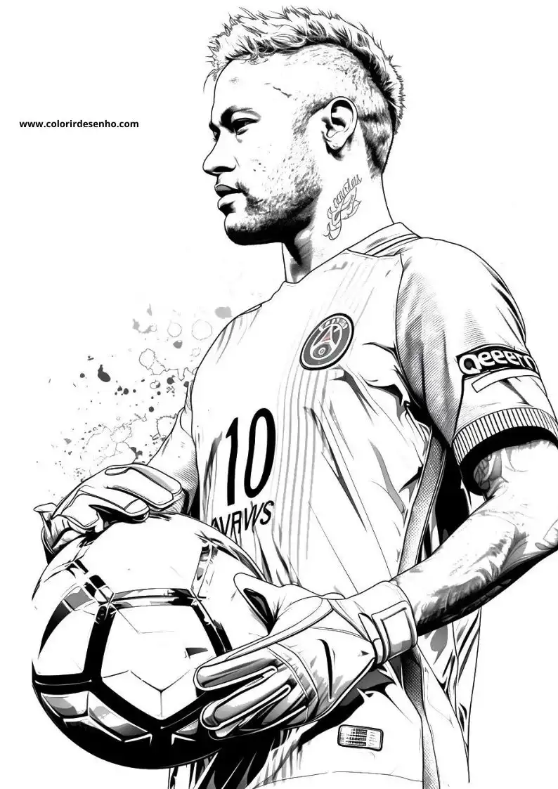 neymar holding soccer ball in hand wearing jersey number 10 and gloves