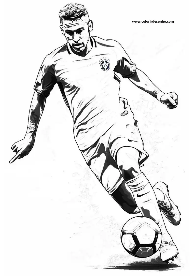 neymar kicking soccer ball in action pose
