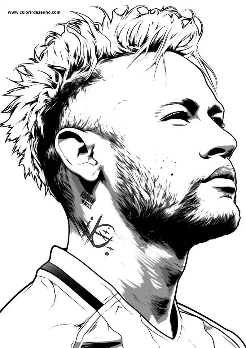 neymar looking to side with tattoo on neck and shoulder