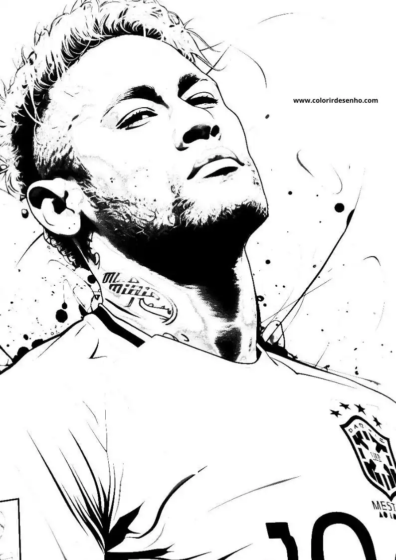 neymar looking up with tattooed neck and shoulder