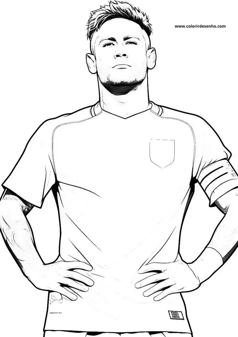 neymar posing confidently with hands on hips wearing a short sleeved shirt