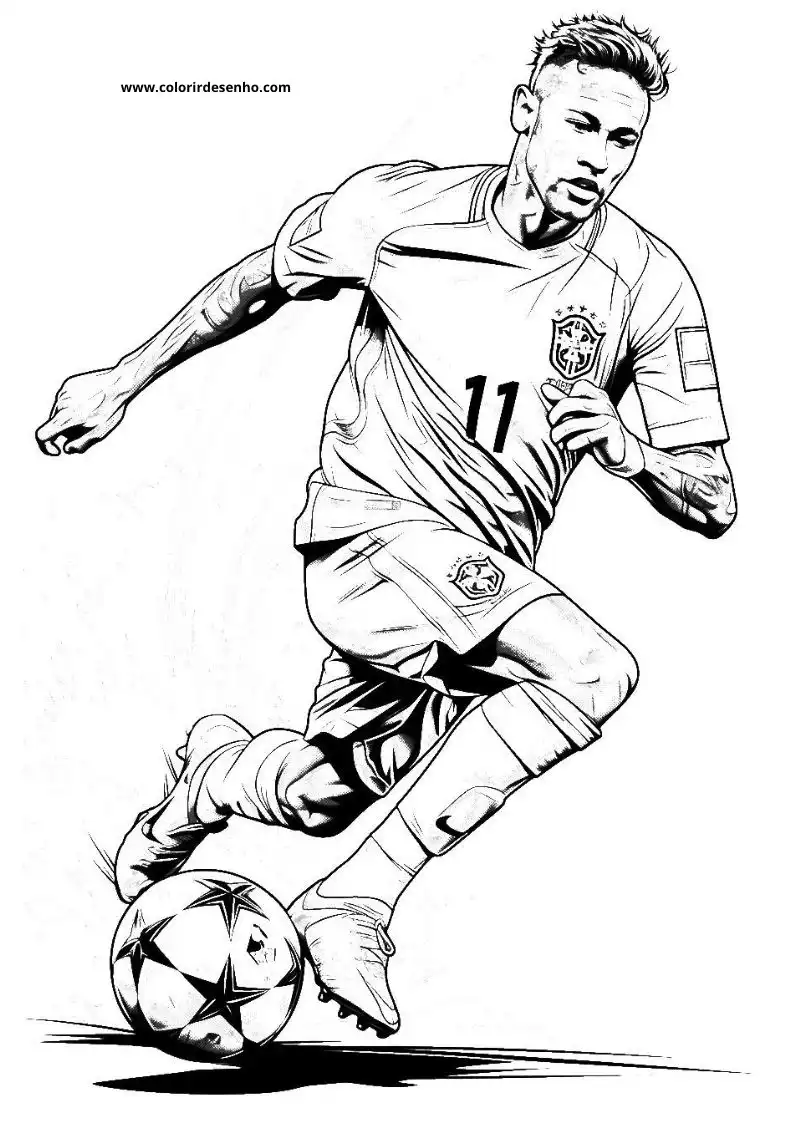 neymar running with soccer ball in uniform