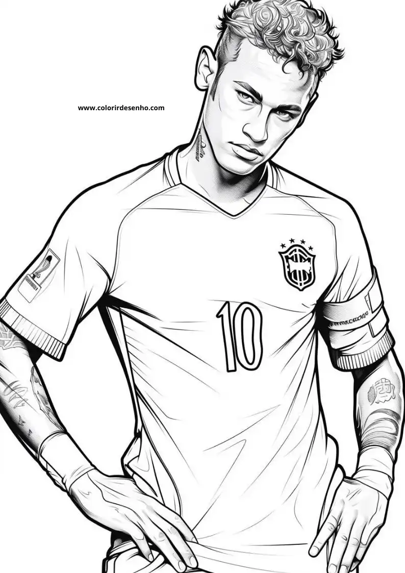 neymar wearing a soccer jersey with the number 10 and posing confidently