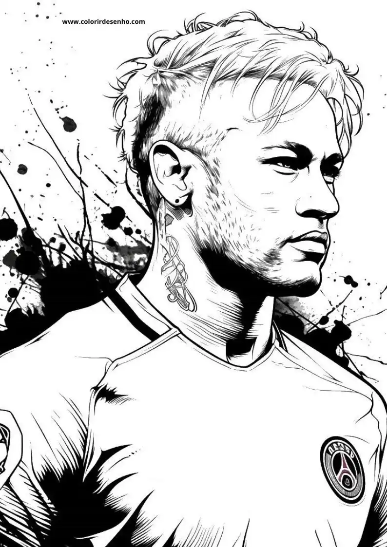 neymar wearing jersey and earring side profile view splashes behind him