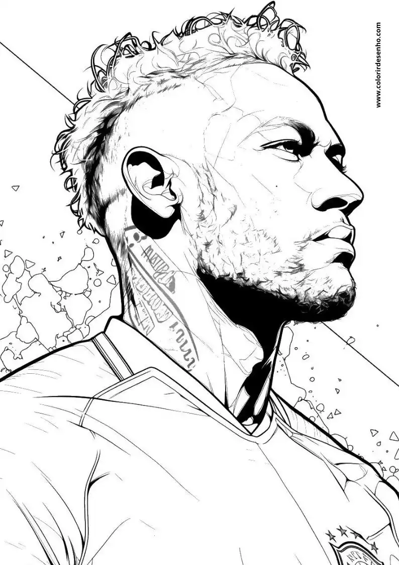 neymar wearing jersey and shirt looking to side tattoo on neck visible