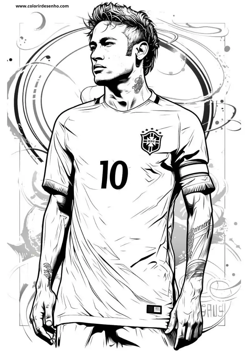 neymar wearing jersey number 10 standing in front of abstract background