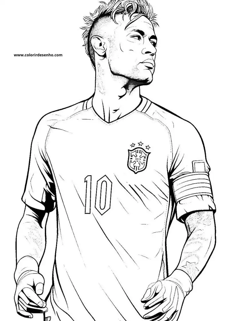 neymar wearing jersey with star emblem and number 10 standing confidently arms relaxed by