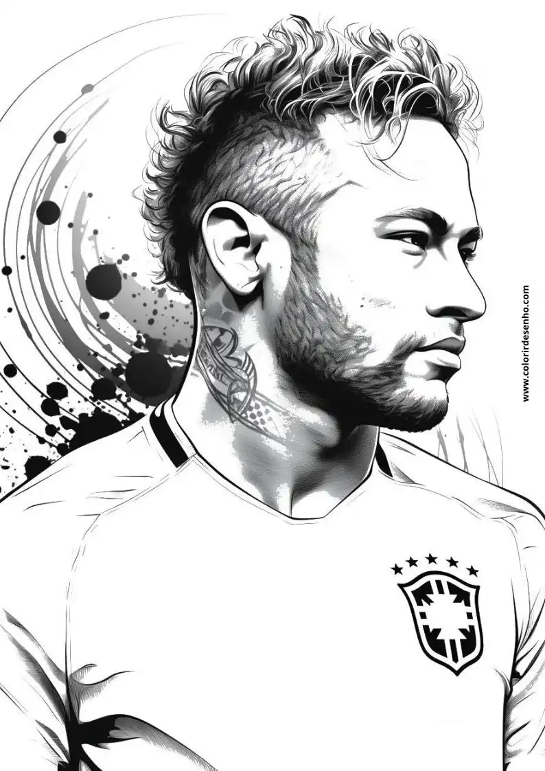 neymar wearing jersey with star emblem and tattoo on neck