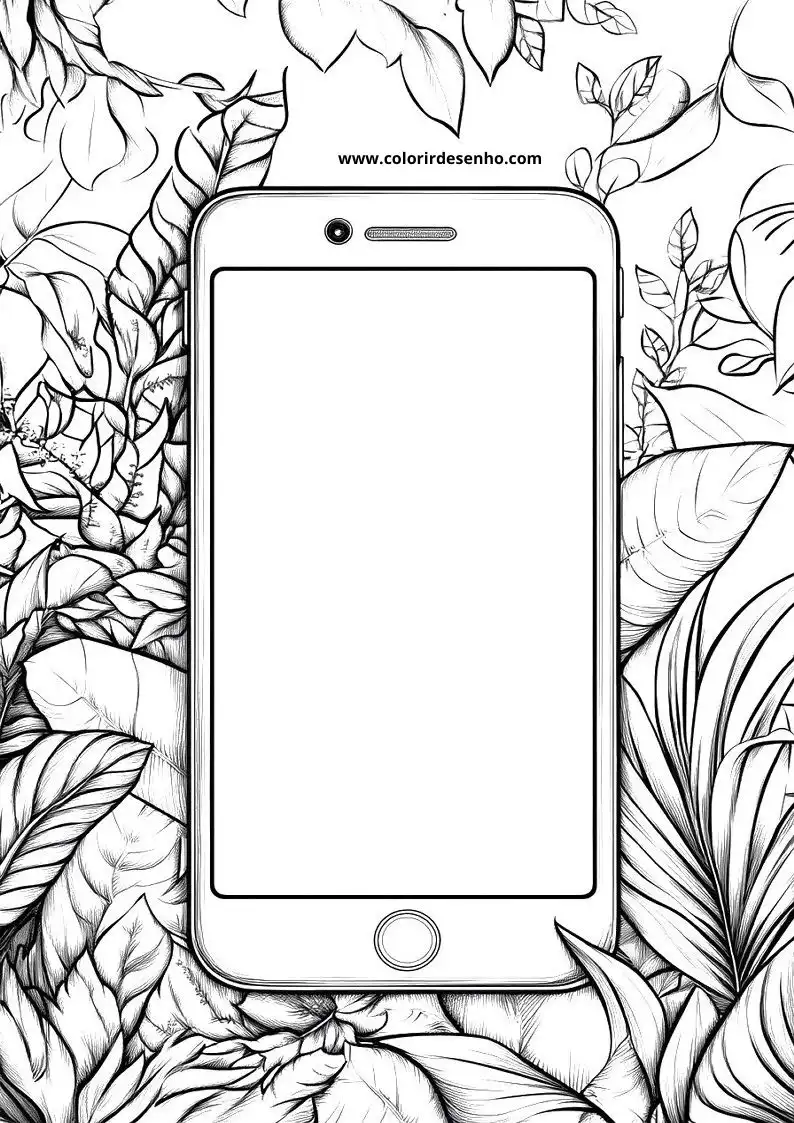 phone surrounded by leaves and flowers