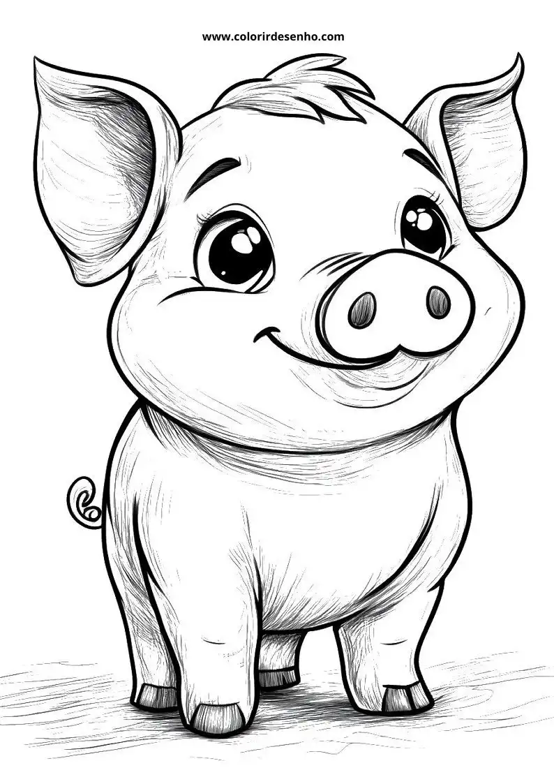 pig holding a flower while smiling in a garden setting with grass visible