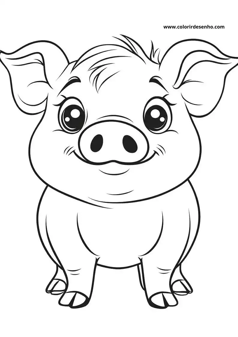 pig with big eyes standing straight