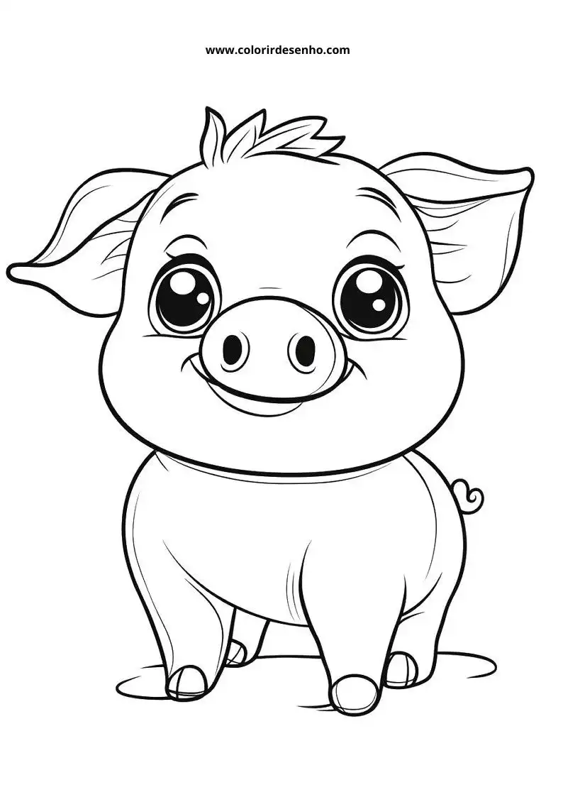 pig with big eyes standing upright
