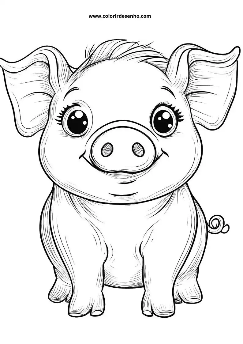 pig with big round eyes and small nose standing upright
