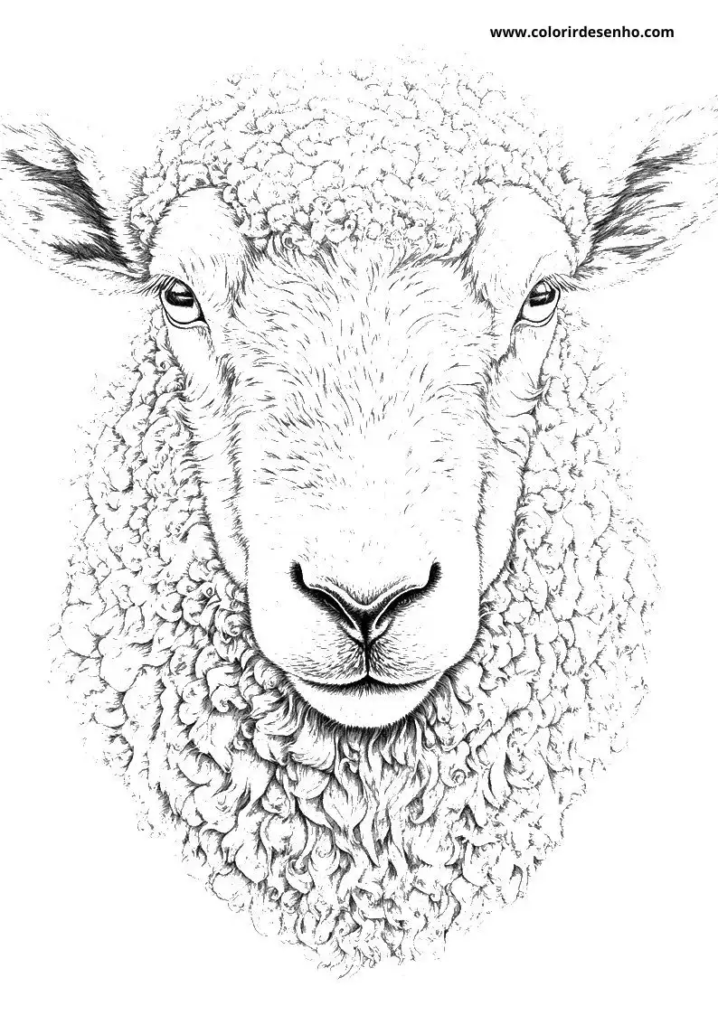 sheep close up face looking at viewer