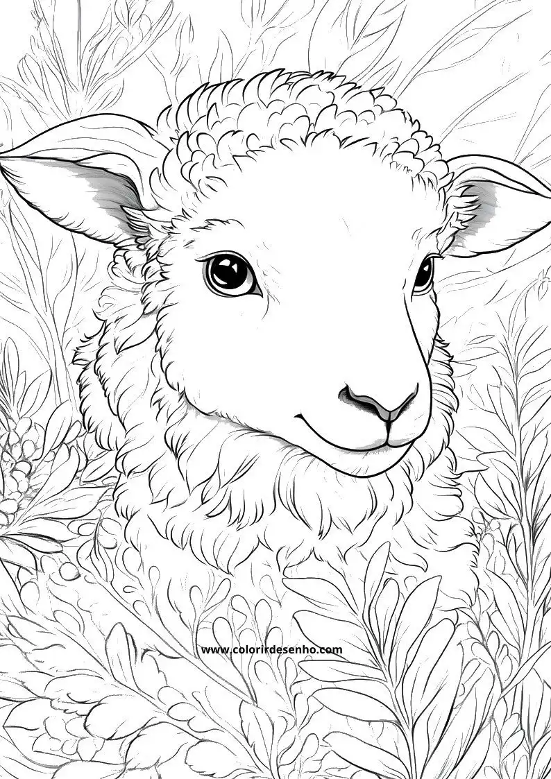 sheep in a field of leaves and grasses