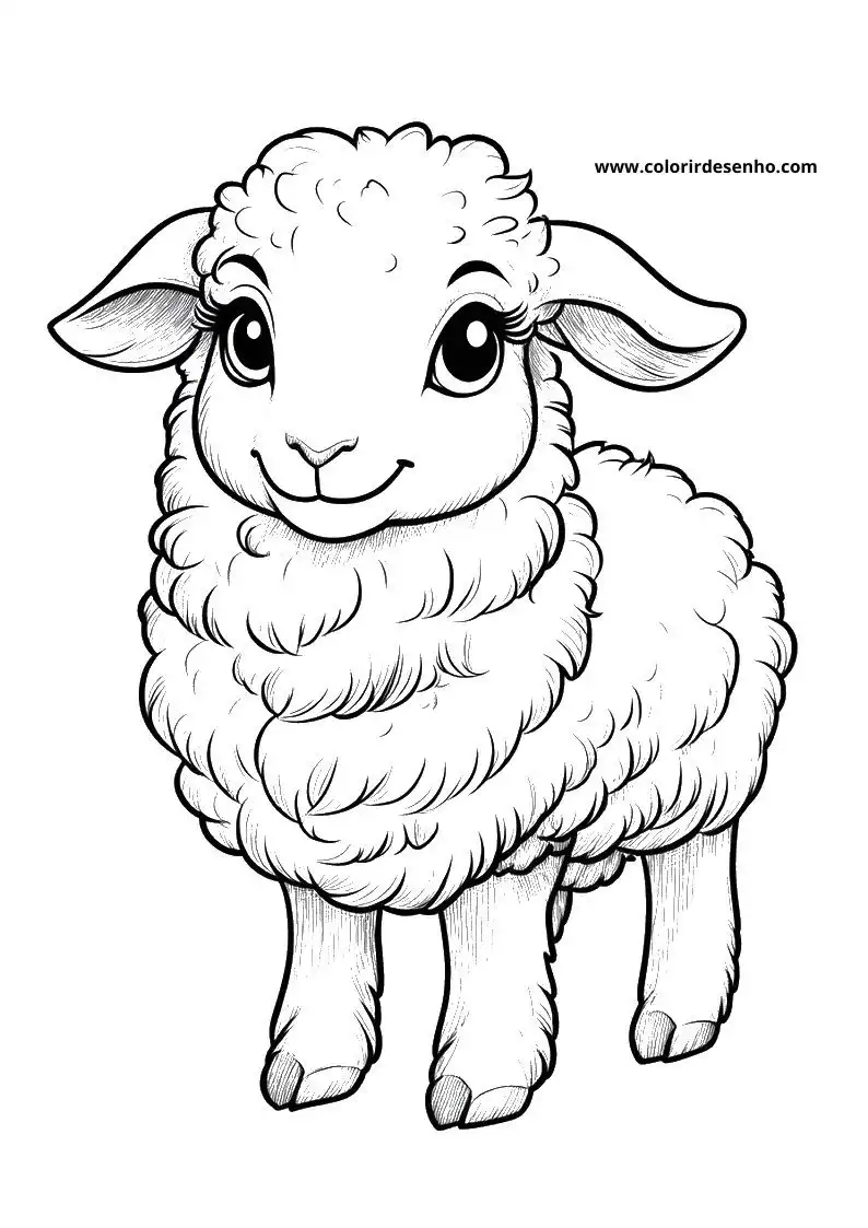 sheep smiling happily in a simple pose