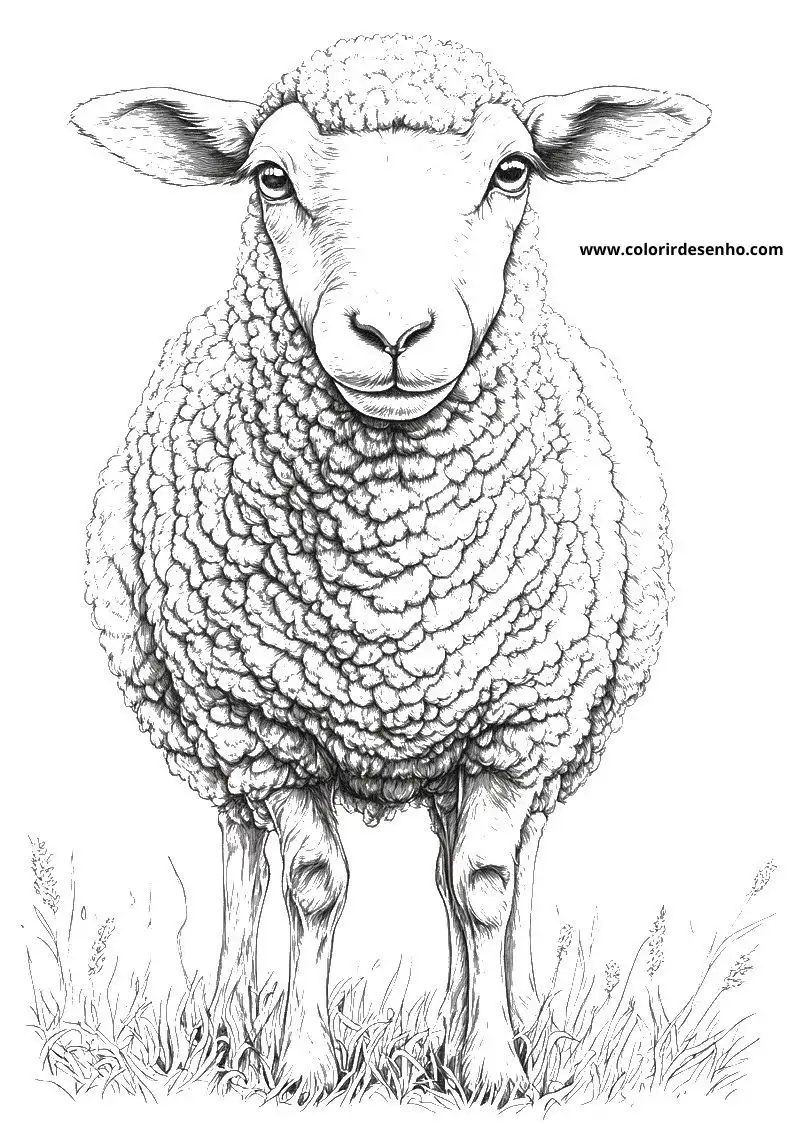 sheep standing in grass with detailed wool texture