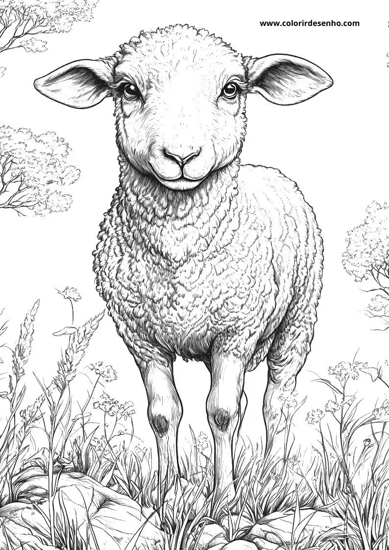 sheep standing in grass with trees in the background