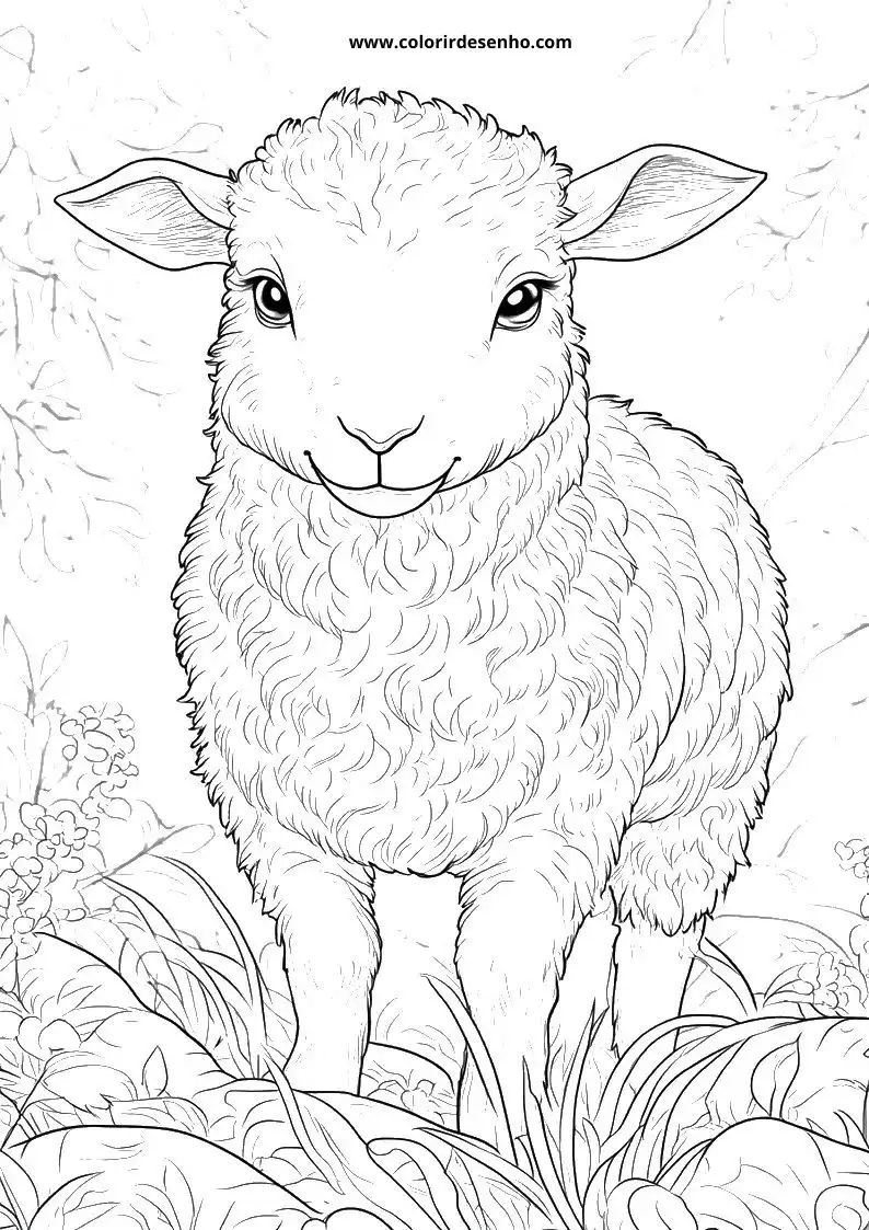 sheep standing in grassy field with fluffy wool coat looking at viewer