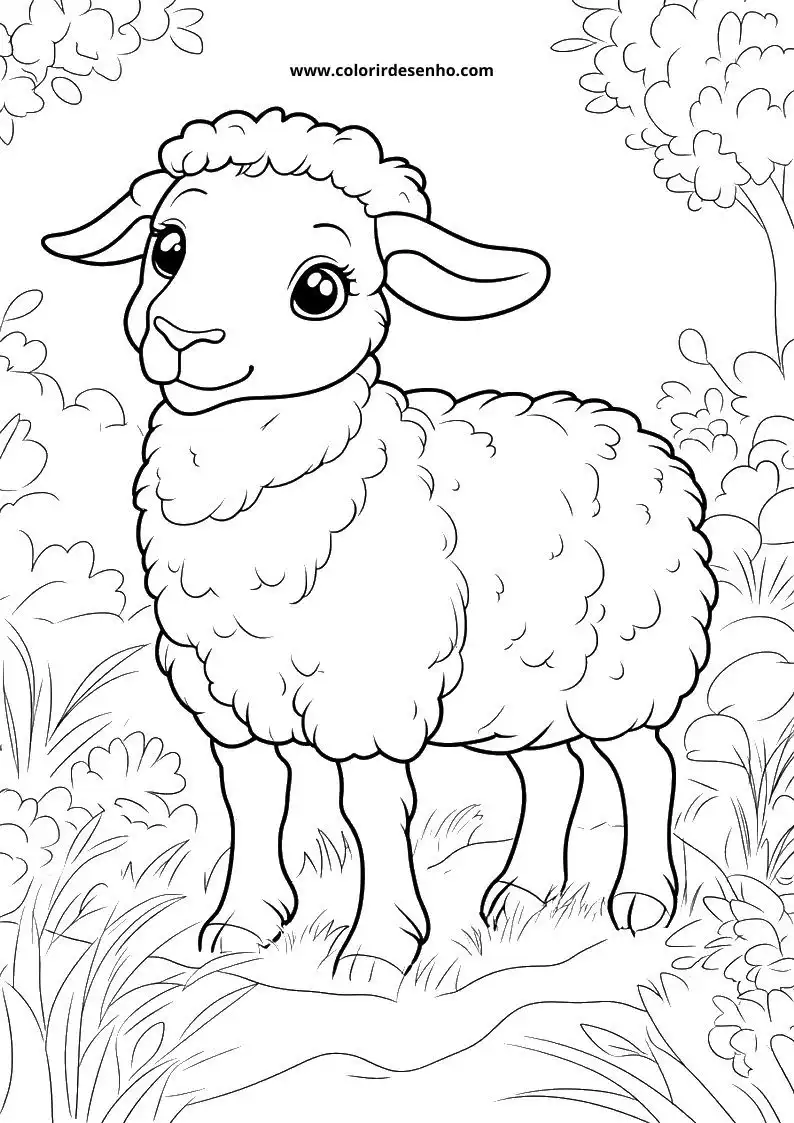 sheep standing on a grassy patch with small flowers around it