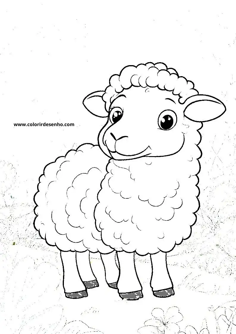 sheep standing upright with fluffy wool smiling face small ears tiny hooves wearing shoes