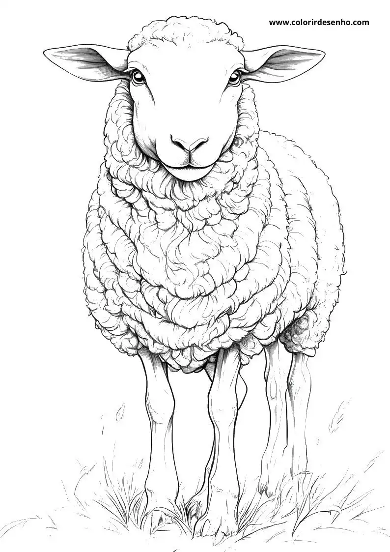 sheep with curly wool stands on grassy field