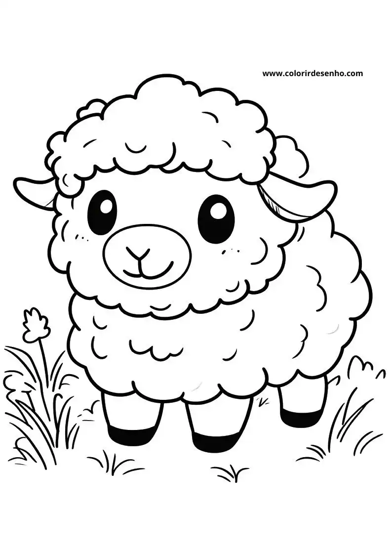 sheep with curly woolly coat standing on grass